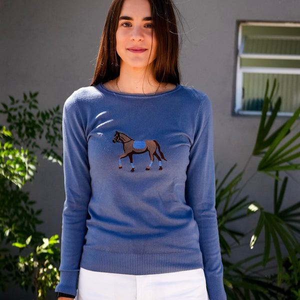 Tricot cavalo | azul jeans