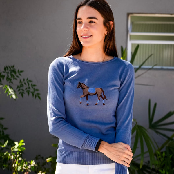 Tricot cavalo | azul jeans