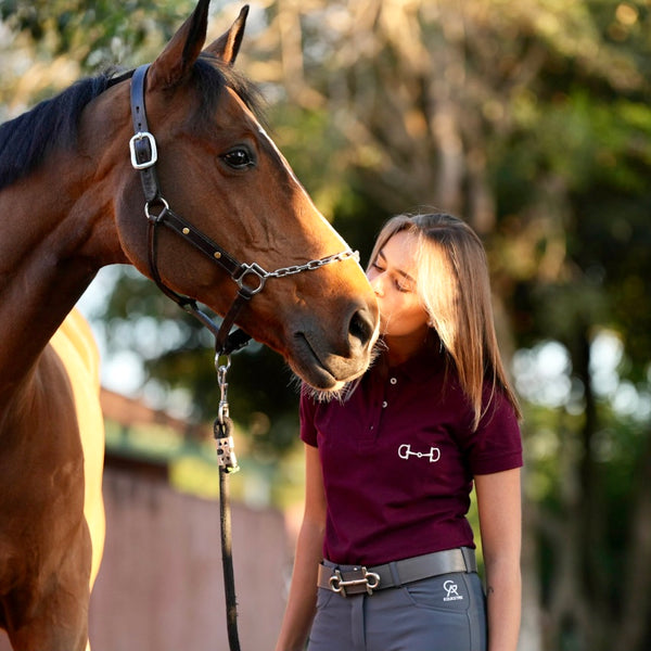 Polo feminina | vinho e off