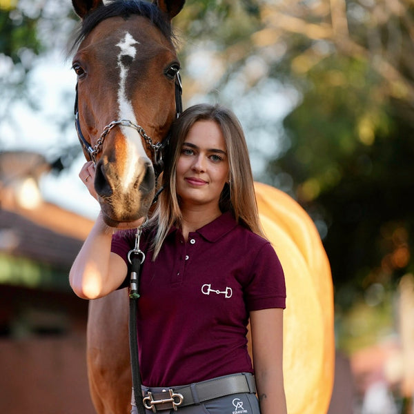 Polo feminina | vinho e off