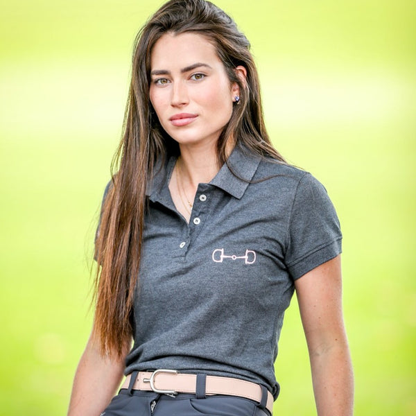 Polo feminina | chumbo e rosa