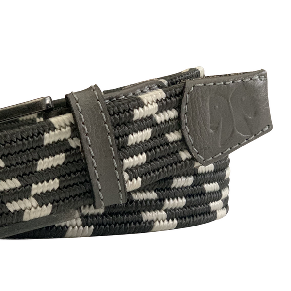 Cinto elastic zig-zag | cinza e branco