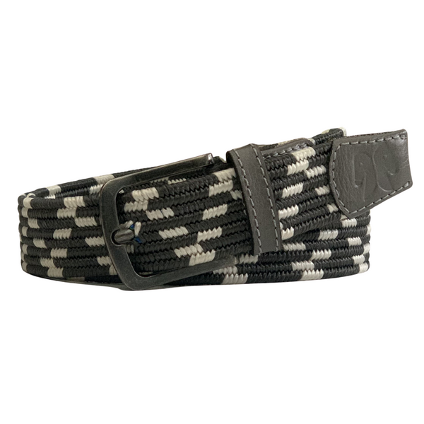 Cinto elastic zig-zag | cinza e branco