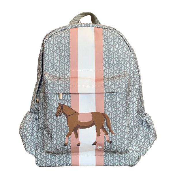 Mochila cavalo | cinza e rosa