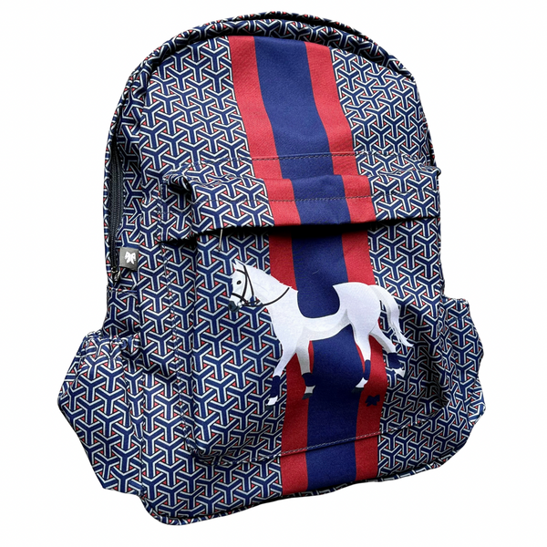 Mochila cavalo | azul e vermelha