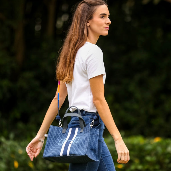 Mini bolsa square bridões | azul