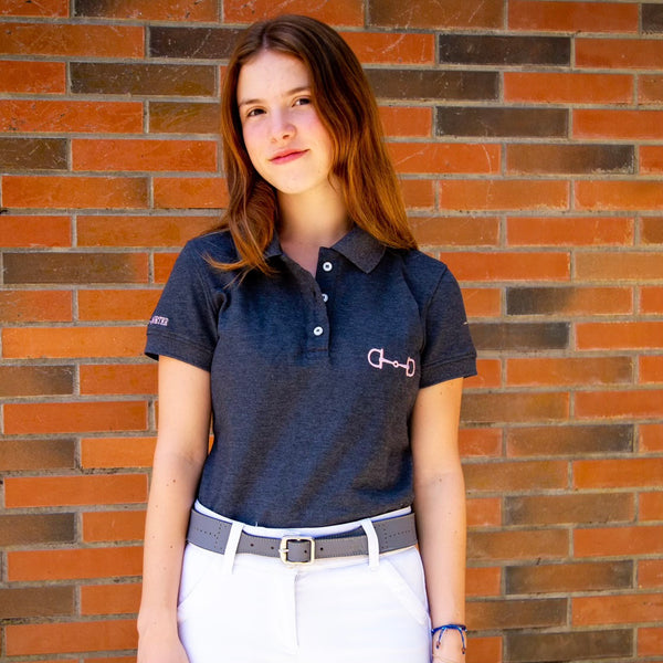 Polo feminina | chumbo e rosa
