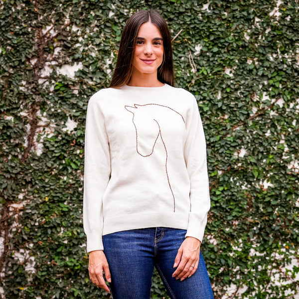 Malha lã silhueta | off white e caramelo